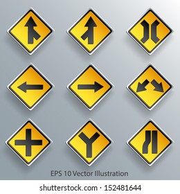 direction traffic sign 3d paper design eps 10 vector illustration