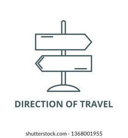 Direction of travel line icon, vector. Direction of travel outline sign, concept symbol, flat illustration