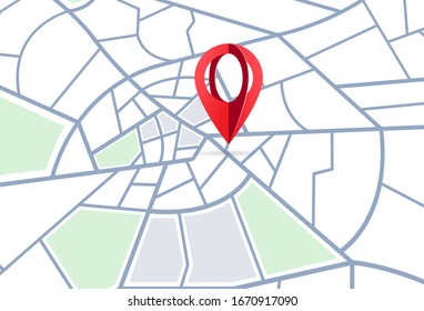 The direction of travel on the map is indicated by a red pointer. Map with pointer symbol