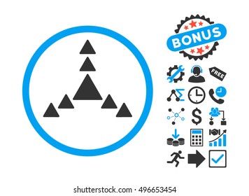 Direction Triangles icon with bonus images. Vector illustration style is flat iconic bicolor symbols, blue and gray colors, white background.