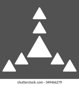 Direction Triangles vector icon. Style is flat symbol, white color, rounded angles, gray background.