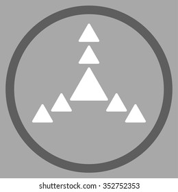 Direction Triangles vector icon. Style is bicolor flat circled symbol, dark gray and white colors, rounded angles, silver background.
