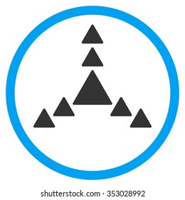Direction Triangles vector icon. Style is bicolor flat circled symbol, blue and gray colors, rounded angles, white background.