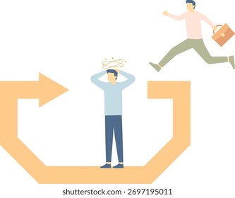 La dirección se volvió atrás. Ilustración vectorial empresarial

