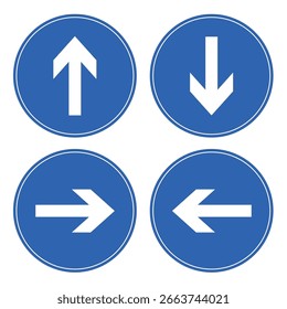 direction up, down, left, and right  for road