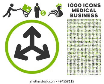 Direction Variants icon with 1000 medical commercial eco green and gray vector design elements. Clipart style is flat bicolor symbols, white background.