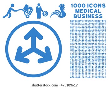 Direction Variants icon with 1000 medical business cobalt vector pictographs. Set style is flat symbols, white background.