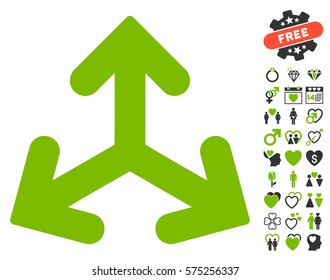 Direction Variants icon with bonus dating graphic icons. Vector illustration style is flat rounded iconic eco green and gray symbols on white background.