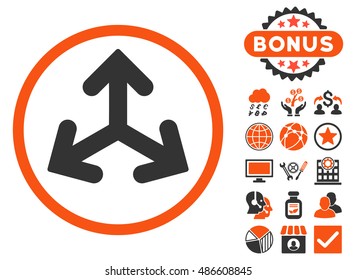 Direction Variants icon with bonus design elements. Vector illustration style is flat iconic bicolor symbols, orange and gray colors, white background.