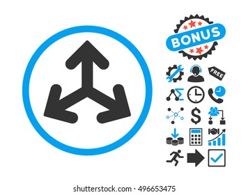 Direction Variants icon with bonus elements. Vector illustration style is flat iconic bicolor symbols, blue and gray colors, white background.