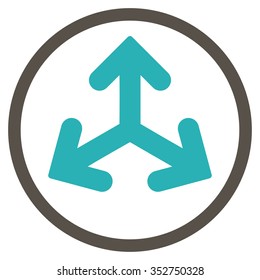 Direction Variants vector icon. Style is bicolor flat circled symbol, grey and cyan colors, rounded angles, white background.