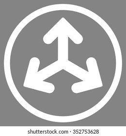 Direction Variants vector icon. Style is flat circled symbol, white color, rounded angles, gray background.