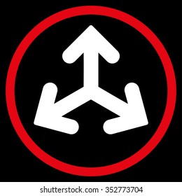 Direction Variants vector icon. Style is bicolor flat circled symbol, red and white colors, rounded angles, black background.