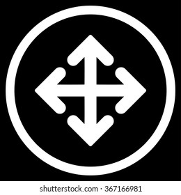 Direction Variants vector icon. Style is flat circled symbol, white color, rounded angles, black background.