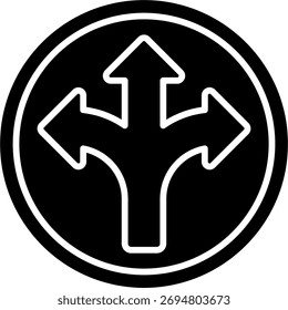 Diseño de Vector de dirección en estilo moderno, señalización de tráfico y concepto de guía de viaje, ilustración de símbolo de navegación. Icono de glifo