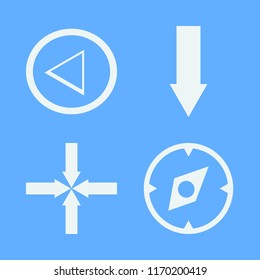direction vector icons set. with arrows center, compass, left arrow and down arrow in set