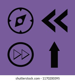 direction vector icons set. with compass, up arrow, right arrow and left arrow in set