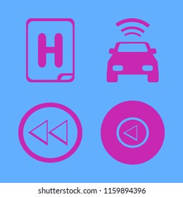 direction vector icons set. with hospital sign, left arrow and car with signal in set