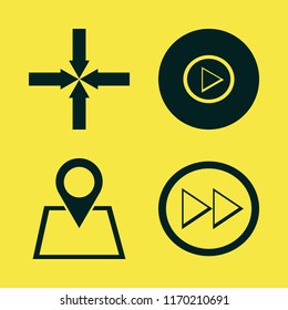 direction vector icons set. with location, arrows center and right arrow in set