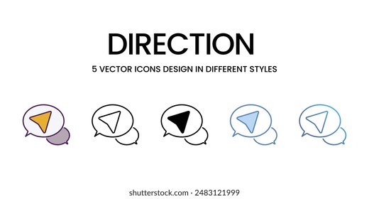 Iconos vectoriales de dirección conjunto ilustración de stock.