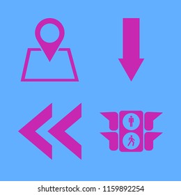 direction vector icons set. with traffic signs, location, left arrow and down arrow in set