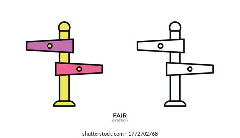 Direction vector illustration lineal color and filled design