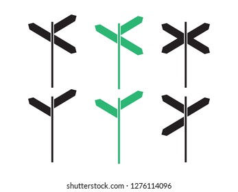 Direction vector signs. Road direction signs with empty boards