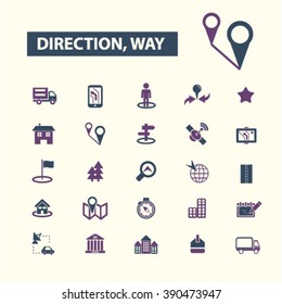 direction, way icons

