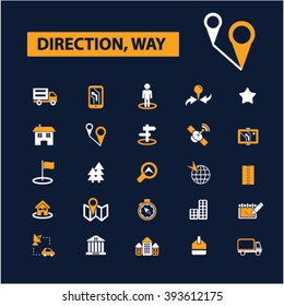 direction, way icons
