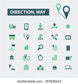 direction, way icons
