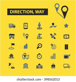 direction, way icons

