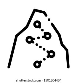 Direction Way Points Mountain Alpinism Vector Icon Thin Line. Contour Outline Illustration