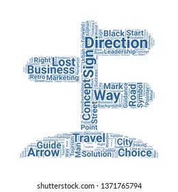 direction word cloud. tag cloud about direction