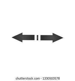 Directional 3d dashed two opposite directions stretch Arrows icon with shadow. Shows shift or direction of movable object. Can be used for manuals. presentations, apps, ui. Vector illustration