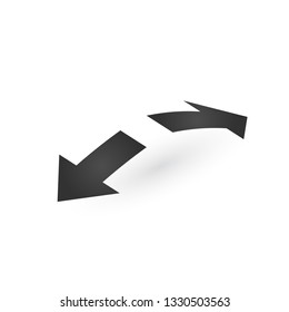 Directional 3d two opposite directions stretch Arrows icon with shadow. Shows shift or direction of movable object. Can be used for manuals. presentations, apps, ui. Vector illustration isolated on