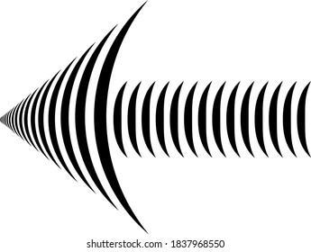 Directional arrow is black made with arcs