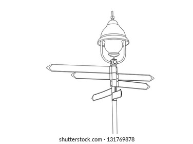 Directional arrow blank on pole  isolated