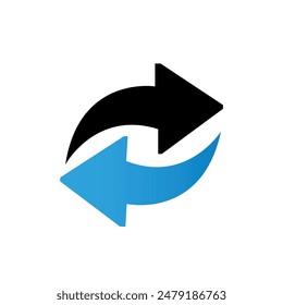 Directional Arrow Icon with Blue and Black Gradient Design