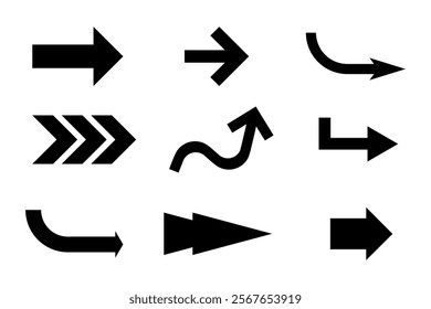 Directional arrow icon. Outward pointing arrows. Vector graphic flow. Simple arrow styles.