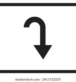 Directional arrow icon vector. Turn icon sign symbol vector. Arrow down vector icon illustration isolated on white background