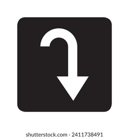 Directional arrow icon vector. Turn logo design. Arrow down vector icon illustration in square isolated on white background