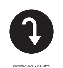 Directional arrow icon vector. Turn logo design. Arrow down vector icon illustration in circle isolated on white background