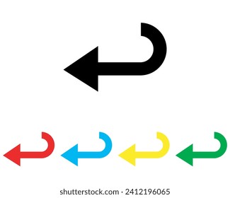 Directional arrow icon vector. Turn icon sign symbol in trendy flat style. Set elements in colored icons. Arrow left vector icon illustration isolated on white background