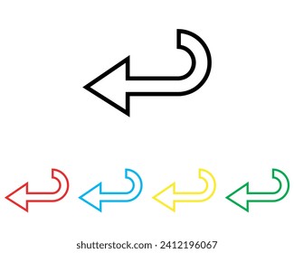 Directional arrow icon vector. Turn icon sign symbol in trendy flat style. Set elements in colored icons. Arrow left vector icon illustration isolated on white background
