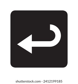 Directional arrow icon vector. Turn logo design. Arrow left vector icon illustration in square isolated on white background