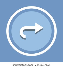 Directional arrow icon vector. Turn arrow icon vector in trendy flat style. Arrow right icon image, Arrow right icon illustration isolated on blue background