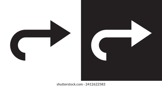 Directional arrow icon vector. Turn icon sign symbol in trendy flat style. Arrow right vector icon illustration isolated on white and black background