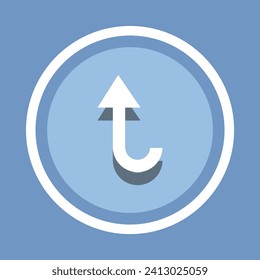 Directional arrow icon vector. Turn arrow icon vector in trendy flat style. Arrow up icon image, Arrow up icon illustration isolated on blue background