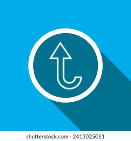 Directional arrow icon vector. Turn arrow icon vector in trendy flat style. Arrow up icon image, Arrow up icon illustration isolated on blue background