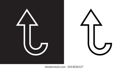 Directional arrow icon vector. Turn icon sign symbol in trendy flat style. Arrow up vector icon illustration isolated on black and white background